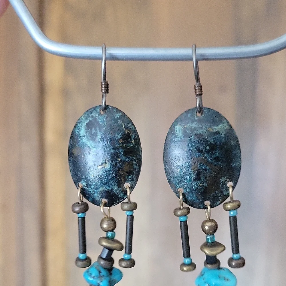 Beaded Turquoise Drop Earrings